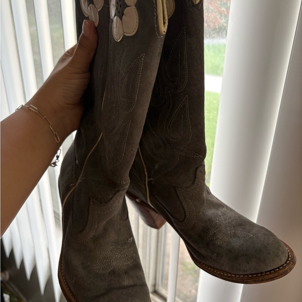 vintage Acme floral leather Daisy boots - Picture 5 of 7